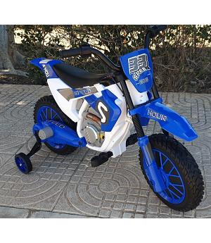 Moto cross Eléctrica Infantil 12v, Azul, GAS EN PUÑO, 3-7 años - INDA500-LE9013-XMX616